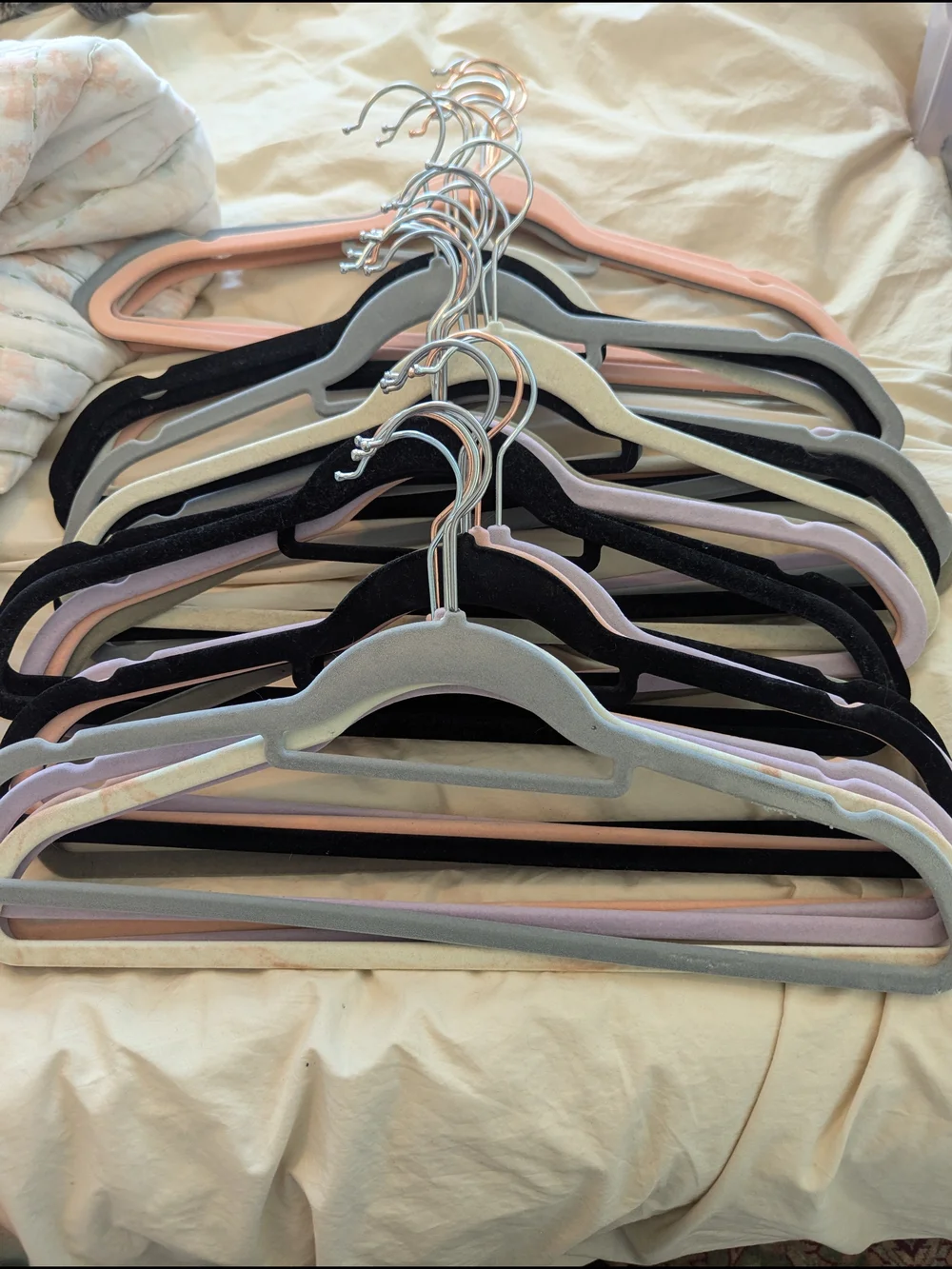 Velvet Non-Slip Hangers Bundle - Black, Gray, Pink Lot Of 30